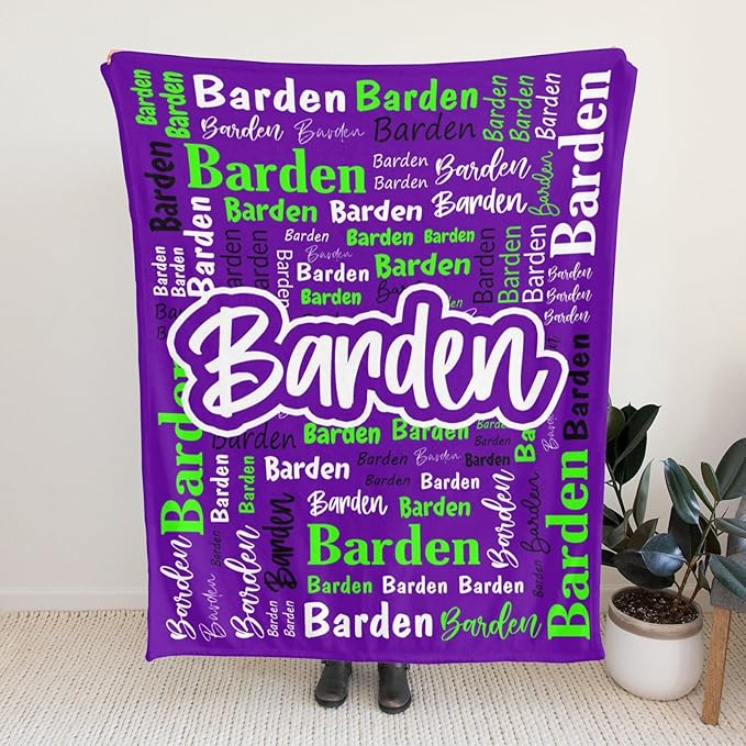 Custom Blanket with Name Personalized Blankets for Kids Adult Boys Girls Flannel Monogrammed Customized Blankets Throw (50''x60'')