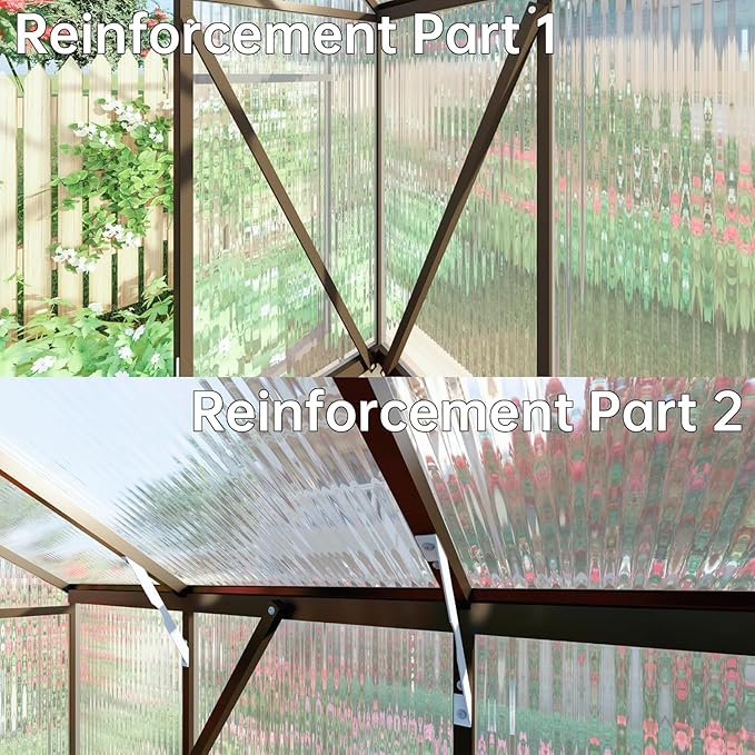 CQZY 8x14 FT Greenhouse for Outdoors, Polycarbonate Greenhouse with Quick Setup Structure and Roof Vent, Aluminum Large Walk-in Green House for Outside Garden Backyard, Dark Gray