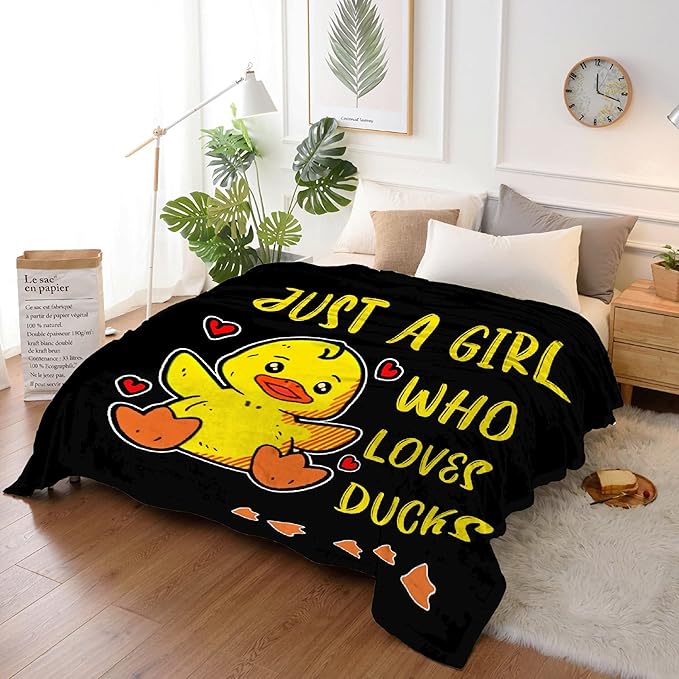 Just Girl Loves Ducks Blanket Soft Blankets and Throws Flannel Cozy Lightweight Quilt Gift Perfect for Bed Sofa Couch-80 x60 Large for Adult