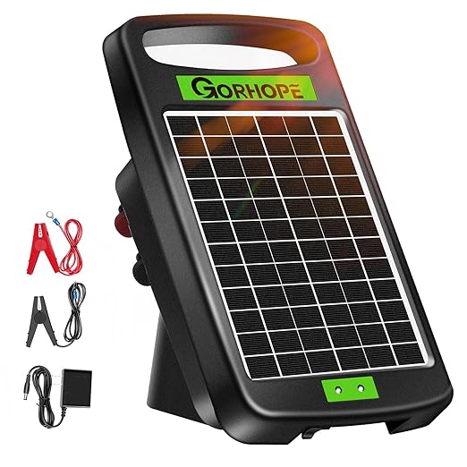 5 Miles Solar Electric Fence Charger,Output 0.11J Electric Fence Charger Solar Powered, 24-Hour Uninterrupted Protection Solar Powered Electric Fence, Solars Electricing Fence Kit for Garden