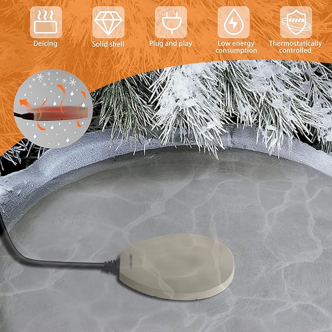 60W Bird Bath Heater, Waterproof Birdbath Deicer for Outdoors, Keep Chicken Waterers from Freezing, Fit in All Kind of Birdbaths 110V 120V