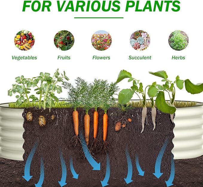 BPS 6-in-1 Metal Raised Garden Bed, 5.5x4 FT Galvanized Planter Raised Beds for Vegetables, Flowers 17'' Extra Tall