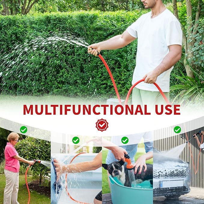 Garden Hose 25 ft x 5/8” Hot/Cold Water Hose,-50°F to 190°F,Burst 600Psi Flexible & Lightweight Upgraded Rubber Hoses,3/4” Solid Fittings for All-weather Outdoor Lawn & Garden