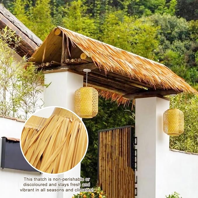 Artificial Palm Thatch Roll for Garden Patio Umbrella Fence Party Decoration 26'X16