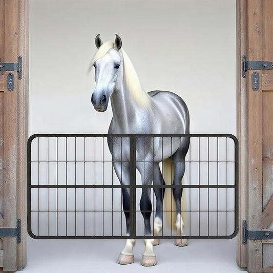 1" Thick Steel Frame Horse Stall Guard, Heavy Duty Horse Stall Gate, 48" Wide X 24" High Stall Guards for Horses, Fits Standard Barn Doorways