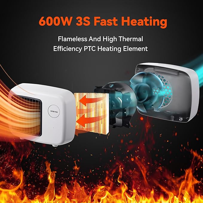 Dreyoo 600/300W Dog House Heater with Thermostat, Pet Heater with 6FT Anti Chew Cord and Safe Overheat Protection, 2 Heating Mode Pet Warmer for Dogs Chicken Coops Rabbits(White,1 Pcs)