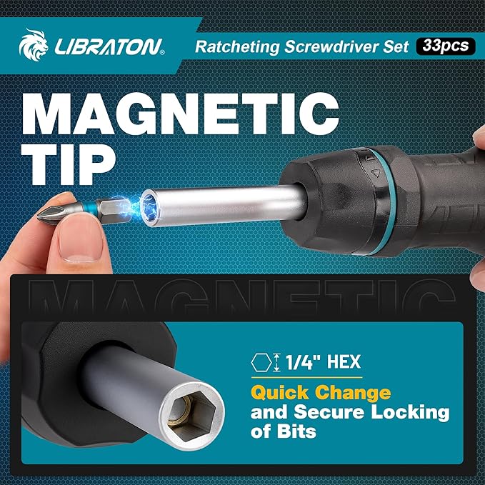 Screwdriver Set, Ratcheting Screwdriver, Multi-Bit Ratchet Screwdriver, 33-In-1Magnetic Screwdriver Set, Ratchet Screwdriver Set, Slotted/Philips/Pozi/Torx/Hex/Square Bits For Home, Auto & Diy