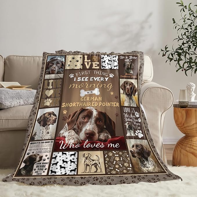 Dynova Shorthaired Pointer Blanket Cozy Plush Dog Lovers Gifts Throw Blankets Animal Fuzzy Flannel Fleece for Girls Boys Women Men 60"X50"