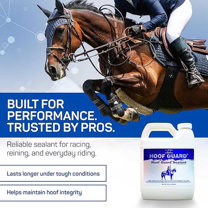 Fiber- Fortified Hoof Guard Sealant 32oz – Pro-Grade Formula Hoof Protector with Aramid for Stronger Hooves – Helps Fill Cracks & Lock in Moisture - Shields Against Thrush, UV Damage & Brittleness