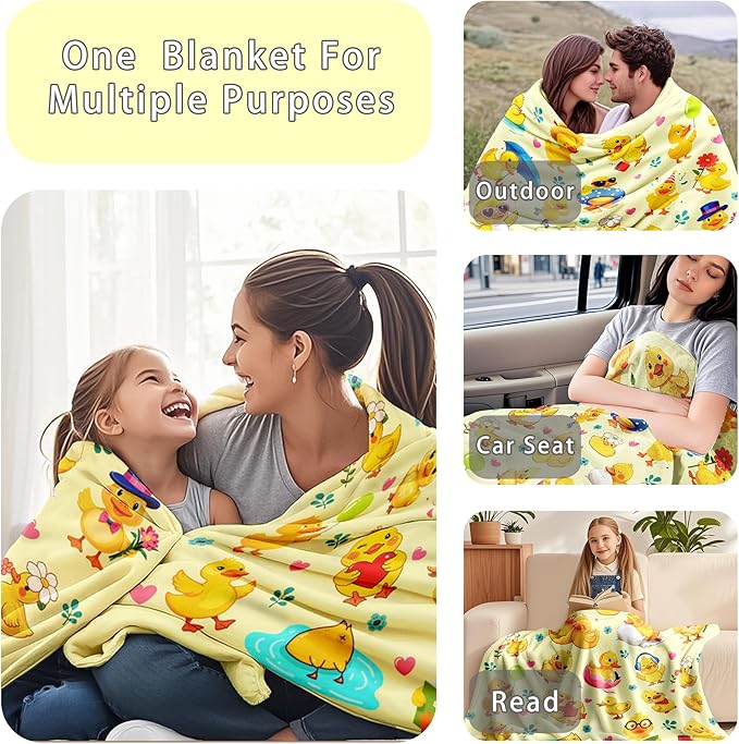 Duck Blanket Gifts for Duck Lover Soft Flannel Ducks Throw Blanket Gifts for Women Ducks Themed for Kids Adults 60"x50"