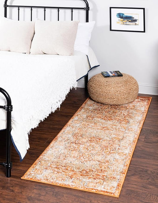 Unique Loom Isabella Collection Area Rug - Adjani (2' x 6' 1" Runner, Rust Red/ Black)