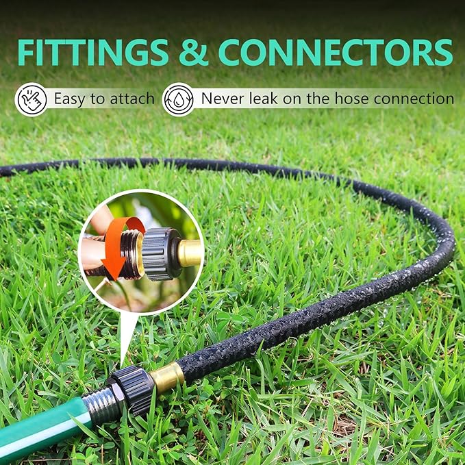 Heavy Duty Soaker Hose 100 Ft for Water Saving, DIY Garden Drip Hose Irrigation System Kit