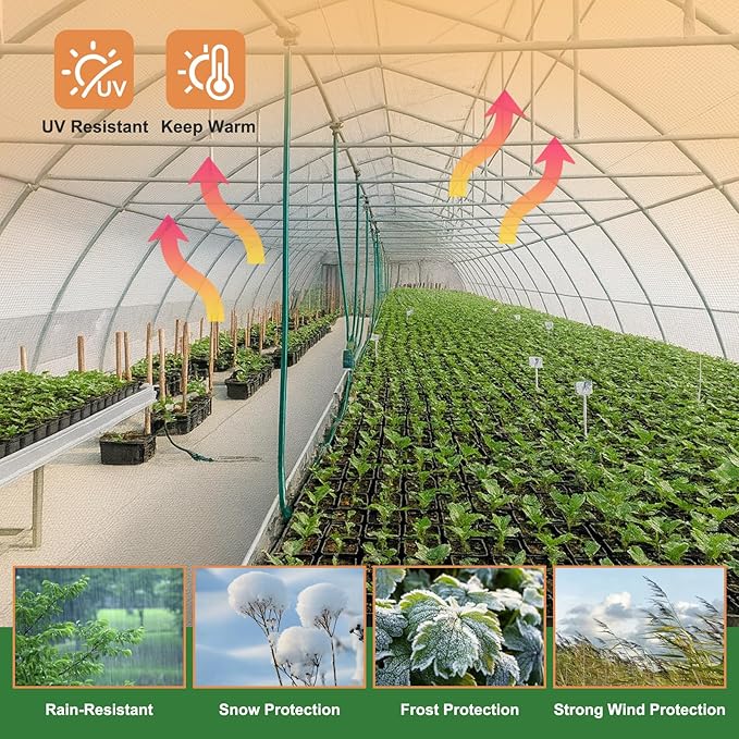 18 Mil Greenhouse Cover, 14x18 FT Clear Heavy Duty Greenhouse Tarp, UV Resistant Waterproof Green House Plastic Covering with Grommets for Garden, Farms, Nursery