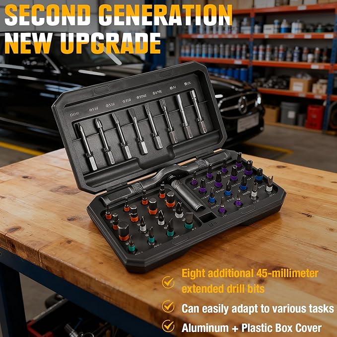 42 in 1 Magnetic Screwdriver Set, Ratchet Screwdriver Sets with 40Pcs Bits, Free Combination Ratchet Screwdriver Tool Set Portable Repair Tool Kit with T Ratcheting Handle for Furiture Bicycle and DIY