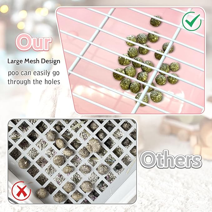Bunny Litter Box with Grate, Rabbit Corner Litter Pan, Pet Toilet Potty Trainer with Scoop & Disposable Liner for Guinea Pig Ferrets Chinchilla