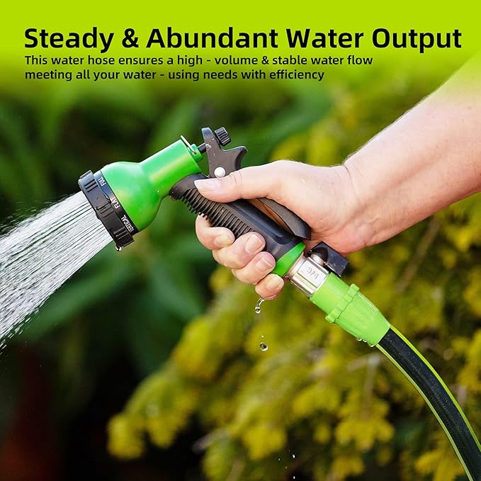 Worth Lead-in Garden Hose 5/8 in. x 25 ft. -No Kink, Flexible, Leakproof, Male to Female Fittings -Heavy Duty Durable PVC Lightweight Water Pipe with Brass Aluminum Ends for Household & Yard Use