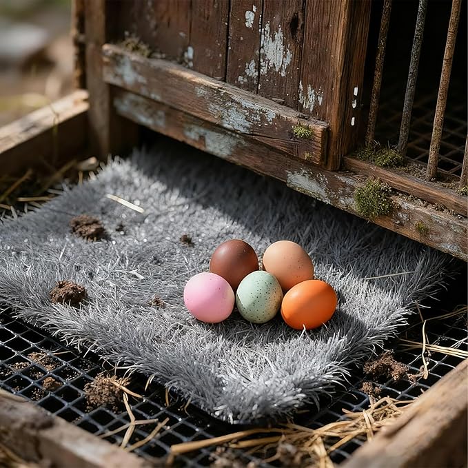 12 Pack Chicken Nesting Pads for Chicken Coop, 11.8"x11.8" Reusable Plastic Artificial Grass Nesting Box Pads Washable Laying Eggs Turf Egg-Protecting Mats for Coops, Pets & Crafts - Grey