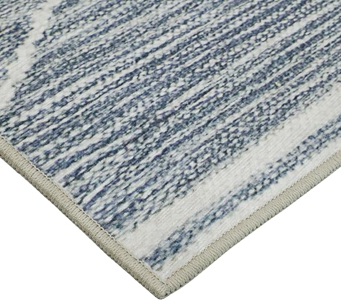 Wyatt & Ash Blue Grey Seta Imagine Printed Chenille 2' x 6' Non Skid & Machine Washable Runner Rug