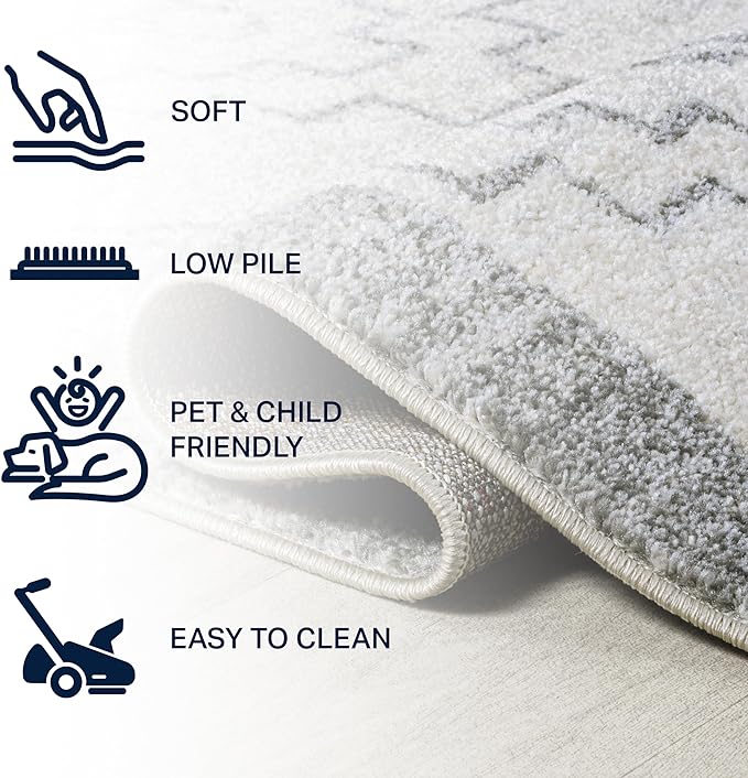 JONATHAN Y Amir Moroccan Beni Souk Cream/Gray 5x5 Square Indoor Area Rug, Bohemian, Scandinavian, Easy-Cleaning for Living Room, Bedroom, Kitchen, Pet Friendly, Non-Shedding (MOH200B-5SQ)