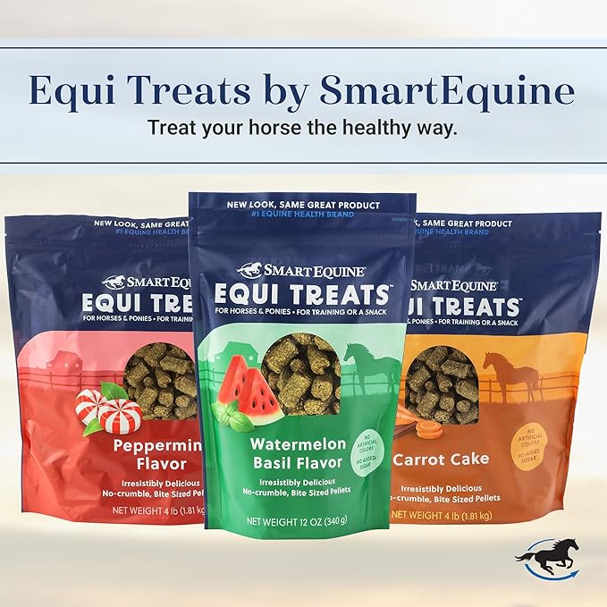 SmartEquine Equi Treats | Made with Beet Pulp & Alfalfa | High-Fiber Horse Treats | Low ESC & Starch | Bite-Sized | No Added Sugar | Carrot Cake Flavor Cookies for Horses | 4 lb Bag