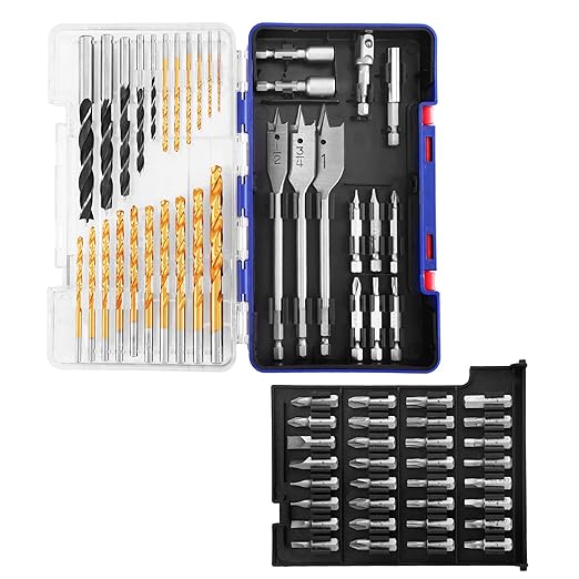 WORKPRO Drill Bit Set, 66-Pieces Impact Driver Bits Set and Screwdriver Bits Set for Screw Driving and Wood Metal Drilling with Storage Case, 1/4" Hex Shank