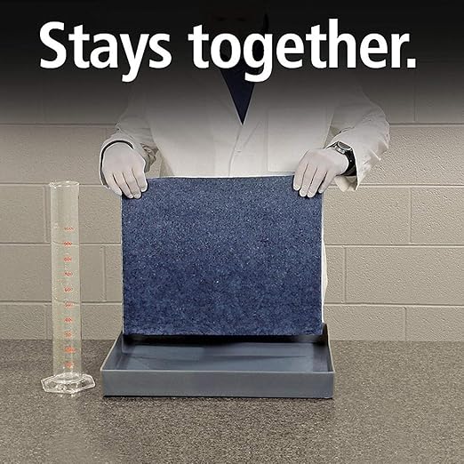 PIG Absorbent Mat Pads | 50 Oil Spill Mats | 15" x 19" Perforated Pads | Each Pad Absorbs 30 oz | Total Absorbency is 12 Gallons | Lightweight | PMB30128