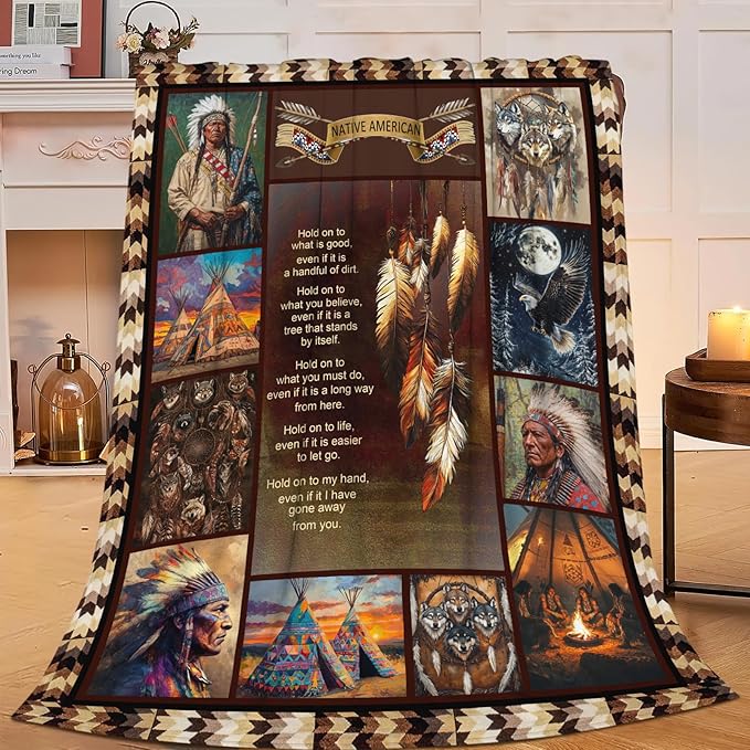 Dynova Native Blanket Cozy Plush Indian Throw Blankets Fuzzy Flannel Fleece American Gifts for Girls Boys Women Men 60"X50"