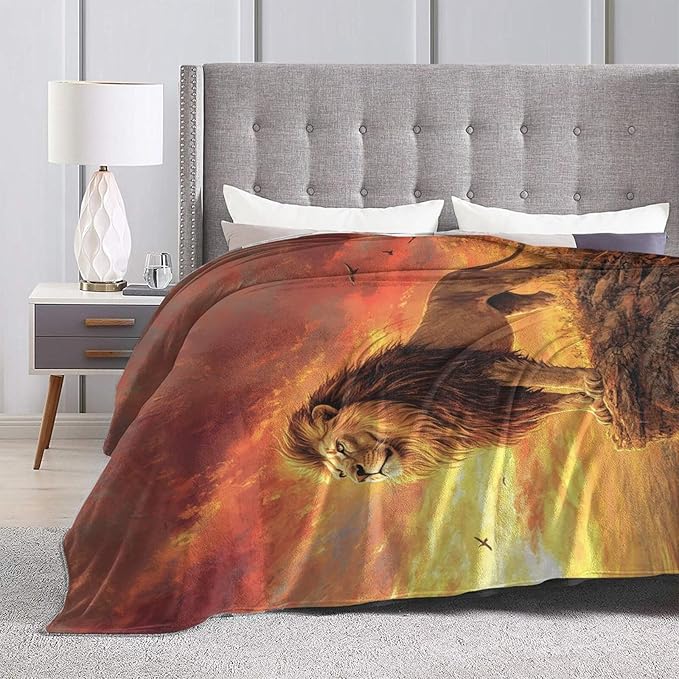 Lion Blanket Soft Cozy Lion Fleece Throw Blanket Warm Lightweight Animal Flannel Plush Bedding Stuff Decor Blankets Gifts for Lover Girls Boys Kids Women Adults Bed Travel 40"x50"