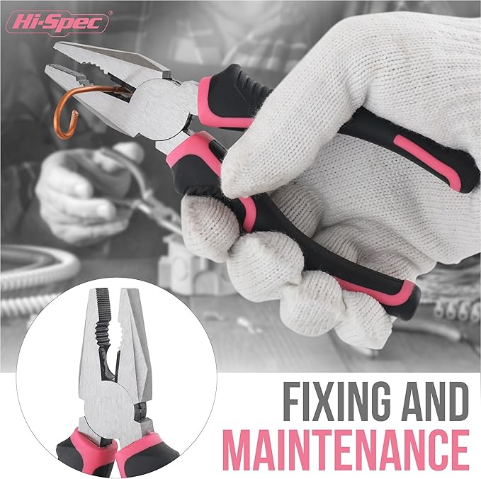 Hi-Spec Mini Tool Kit: Pink Basic Tool Box for College/Dorm, Home & Office DIY. Household Basic Repairs in a Portable Case