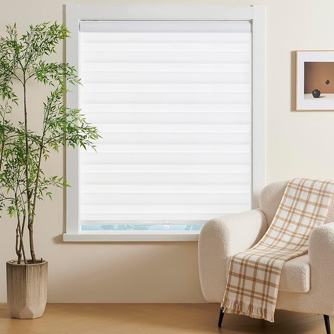 Cordless Zebra Blinds Window Blind Zebra Shade Blinds for Windows Roller Sheer Shades Privacy Light Filtering Shades for Home Kitchen Bathroom (Width 33'' X Height 72'' White)