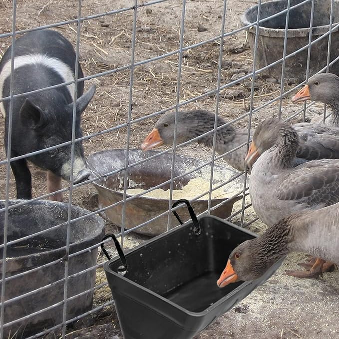 Fence Hanging Chicken Feeder for Duck, Piglets, Goat Feeder Poultry Feeding Container for Livestock Feed Trough Water Bucket(2)