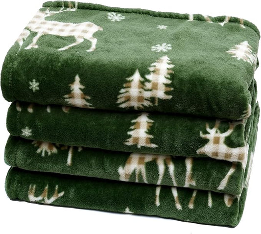 PHF Printed Fleece Blanket King Size, No Shed No Pilling Ultra Soft Plush Cozy Xmas Prints Theme Home Décor Flannel Blanket for Bed, Sofa, Couch and Gift, 108" x 90", Northern Winter