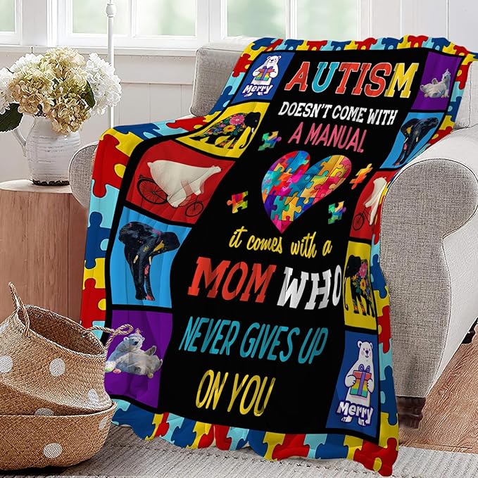 Autism Blanket Autism Awareness Throw Blankets Gifts for Girls Boys Kids Soft Cozy Fleece Plush for Couch Sofa Bed 50"x40"