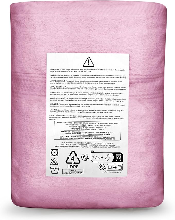 Utopia Towels 8 Piece Luxury Towel Set – Majestic Plush, Super Absorbent & Quicker-to-Dry, Thick 100% Ring Spun Cotton Towels for Bathroom, Spa & Hotel – 2 Bath, 2 Hand, 4 Washcloths, Pink