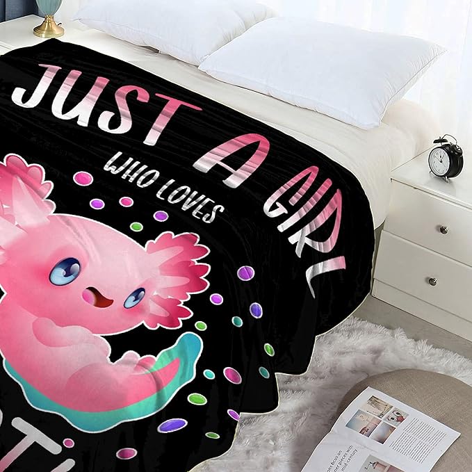 Just Girl Loves Axolotls Blanket Soft Blankets and Throws Flannel Cozy Lightweight Quilt Gift Perfect for Bed Sofa Couch-50 x40 Small for Kids