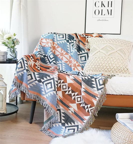 Lqprom Boho Southwest Throw Blankets Aztec Southwest Throws Cover Outdoor Camping Picnic Tent Beach Travel 63"x87"