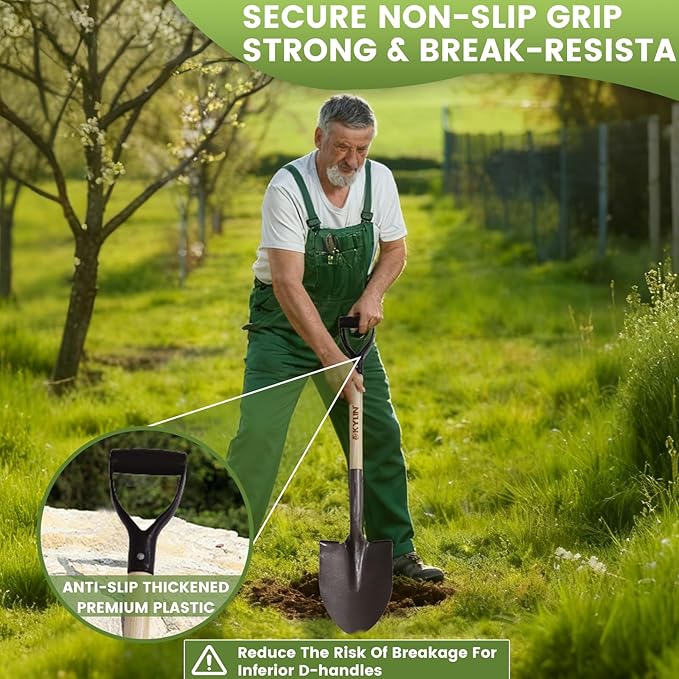 Kylin Multi-Purpose Garden Spade Shovels Set for Digging and Transfer with Durable Hard Wood Heavy Duty Handle (5 Pack)