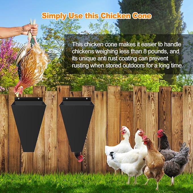 Large Chicken Cone for Butchering, Foldable Kill Cones for Chickens, Galvanized Chicken Butchering Equipment for Broilers, Laying Hens and Turkeys for 8-18 Lbs (Large)
