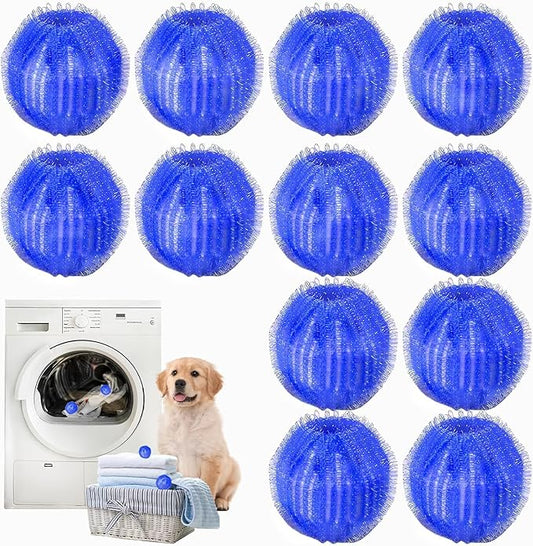 Pet Hair Remover for Laundry, 12 PCS - Reusable Dog & Cat Hair Remover Tool, Effectively Removes Pet Hair, Lint and Dander from Bedding and Clothing, Suitable for Washing Machines, Dryers