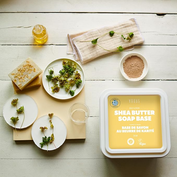 Shea Butter Soap Base - 2Lb Melt and Pour Soap Making Supplies with Organic Shea Butter - No Palm Oil, Vegan, Antioxidant-Rich and Gentle on the Skin - Crafting Recipe Book Included