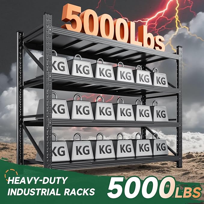 Letaya 4000LBS Storage Shelves Heavy Duty,60" W Garage Shelving Units, 4 Tier Adjustable Utility Rack Shelf,Large Metal Industrial Shelves,for Shop,Warehouse,Basement (60" W x 24" D x 70" H)