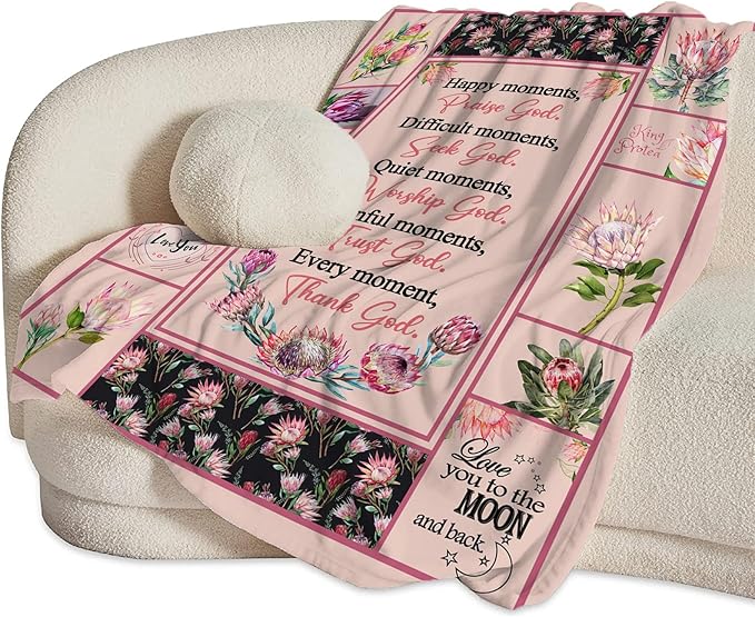 Christian Religious Prayer Blanket Ultra Soft Cozy Spiritual Bible Verse Throw Blanket Fleece Fuzzy Plush Bedding Christian Gifts for Women Girls Kids Adults 80"x60"