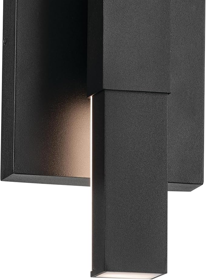 KICHLER Nocar LED Textured Black Modern Garage or Patio Outdoor Wall Light for Outdoor Walls, Exterior Doors, Garage, Porch or Patio Walls, 16"