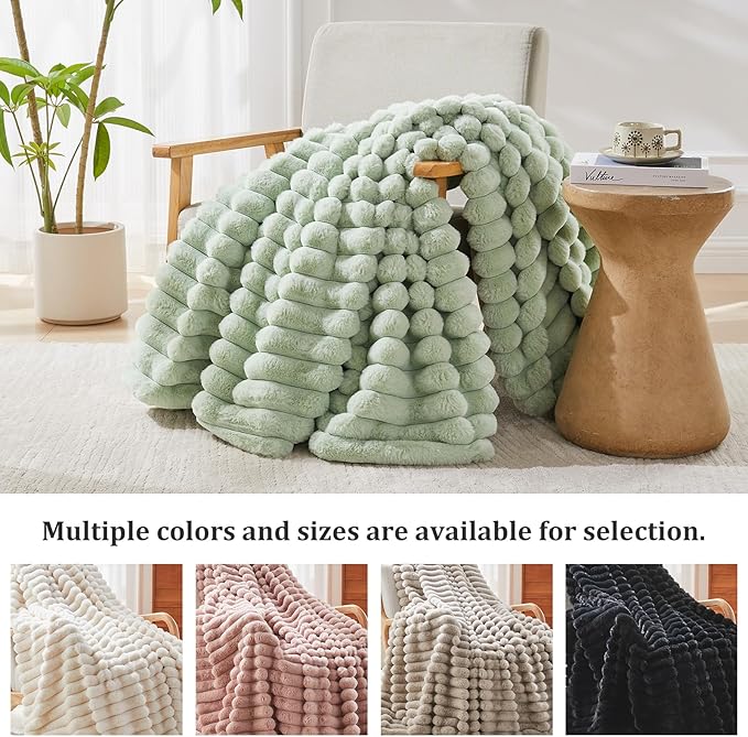 Faux Fur Twin Blanket for Couch, 1000 GSM Cozy Fuzzy Fluffy Soft Plush Thick Bubble Sherpa Blanket for Sofa Bedroom Living Room, Mothers Day Birthday Gifts for Women Home Decor