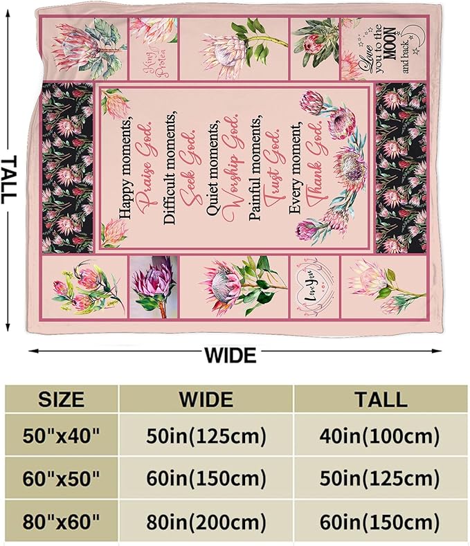 Christian Religious Prayer Blanket Ultra Soft Cozy Spiritual Bible Verse Throw Blanket Fleece Fuzzy Plush Bedding Christian Gifts for Women Girls Kids Adults 50"x40"