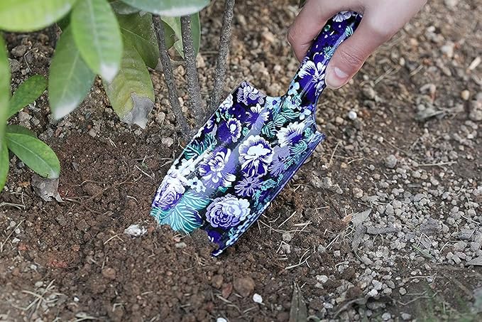 FLORA GUARD Gardening Gifts, 3 Piece Aluminum Garden Tool Set - Trowel, Cultivator, Pruning Shear, Gift Set for Women, Men, Gardening Needs (Purple&Blue)