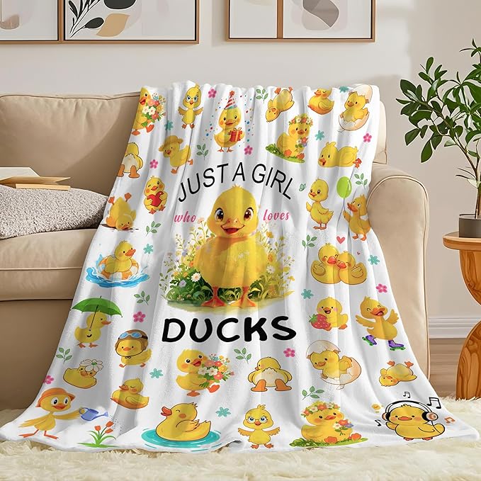 Duck Blanket Duck Gifts for Girls Women Ducks Lovers Soft Flannel Blankets Birthday Gifts Decor Stuff Ducks Themed Throw Blanket 50" x 40"