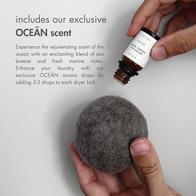 Premium Wool Dryer Balls, Set of 6 XL 100% New Zealand Wool, Natural Fabric Softener, Reusable, Anti Static, Reduces Drying Time, Wrinkles, Pet Hair, Lint