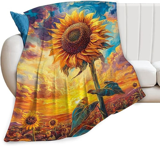 Sunflower Throw Blanket Sunflower Gifts for Girls Women Men Boys Plush Cozy Flannel Fleece Fuzzy Party Blankets Decor 80"X60"