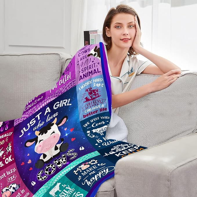 Cow Blanket Gifts for Women Girls Kids, Animal Cow Throw Blanket, Cows Lovers Birthday Gifts Stuff Decoration Blanket 50" x 40"